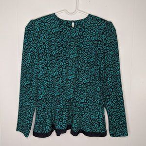 Impromptu Puff Long Sleeve Floral Peplum  Blouse. Size S.
